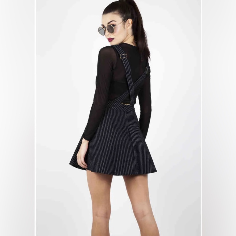 Jawbreaker - Over It All Pinstripe Overall Short dress - Black